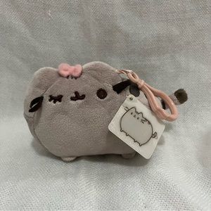 Pusheen Pink Bow Winking Mini Plush Backpack Clip Keychain